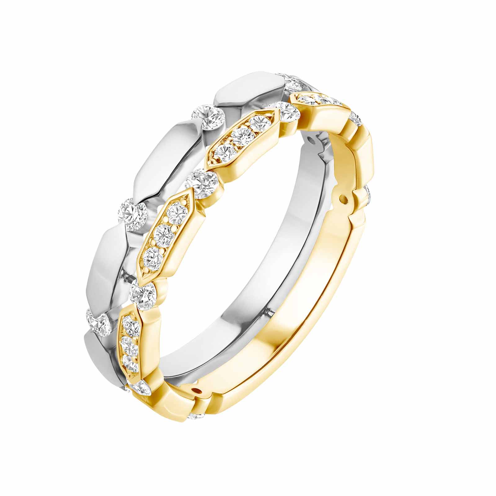 Bague Or Blanc Or Jaune Diamant MET Duo M Gemmyo