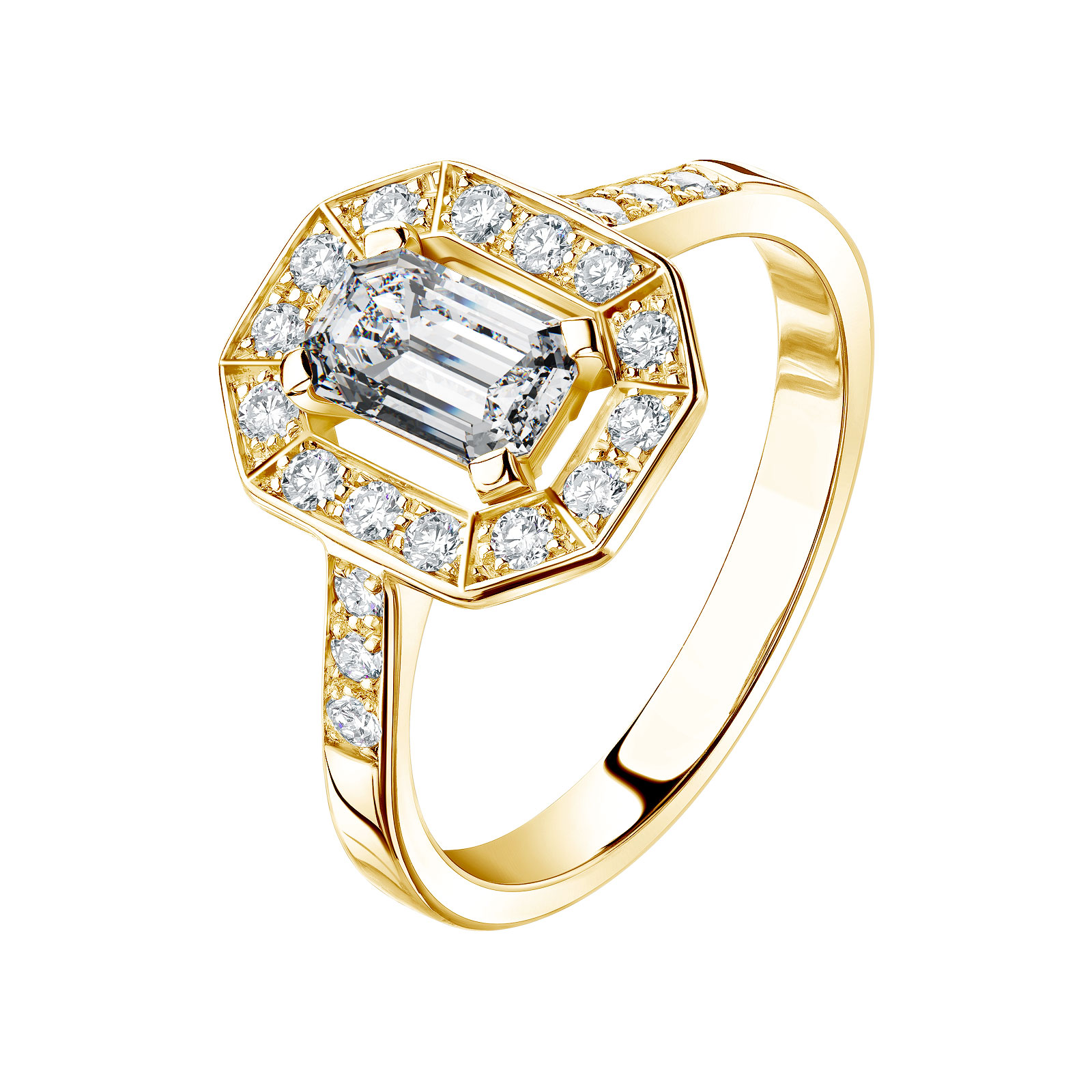 Bague Or Jaune Diamant Art D Co Gemmyo