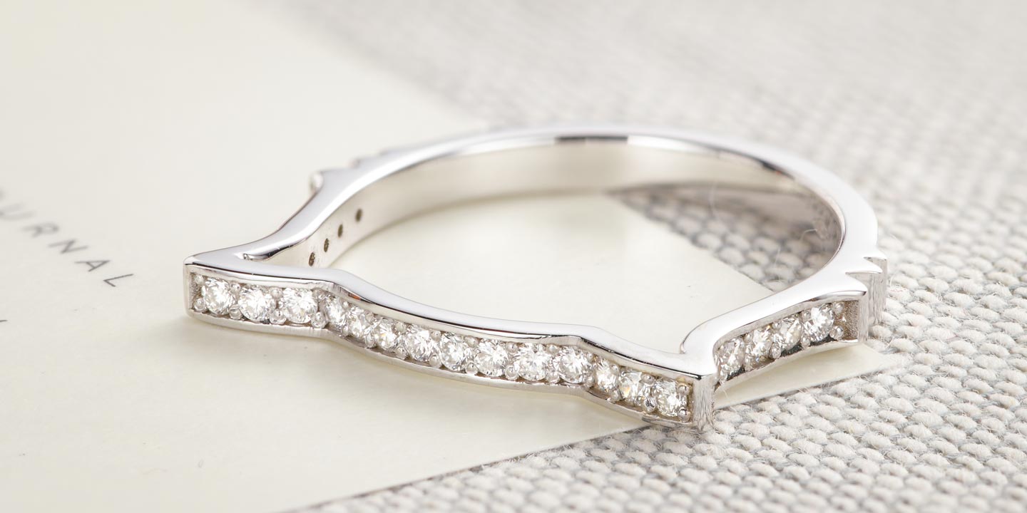 Miaou Pavée Sterling Silver Diamond Ring