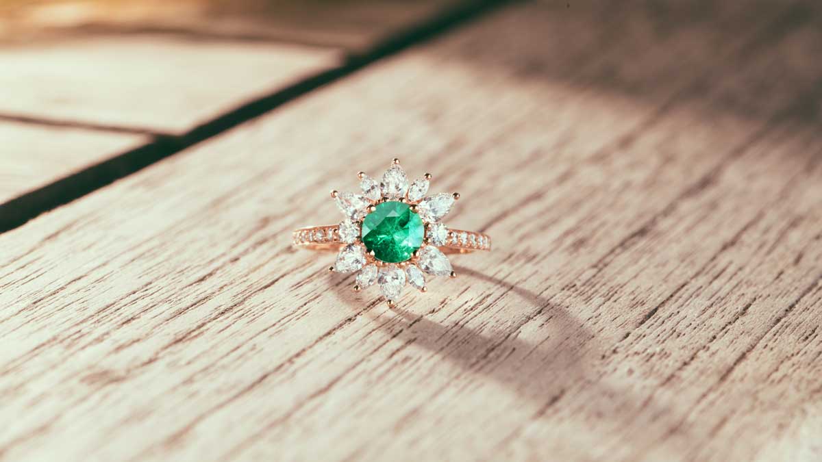 EverBloom Prima Rose Gold Emerald Ring