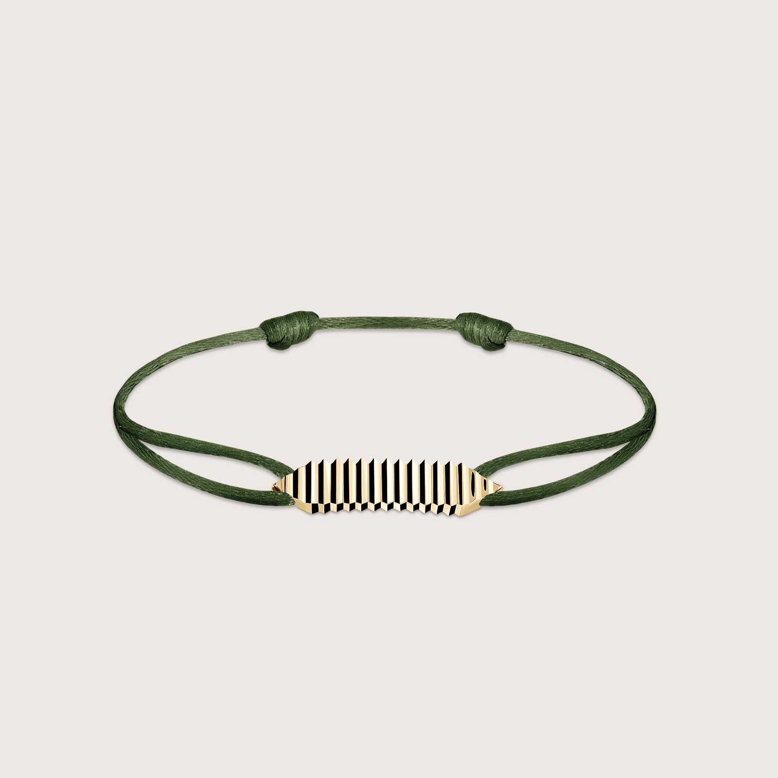 Entaille Crans Yellow Gold Olive Green Cord Bracelet