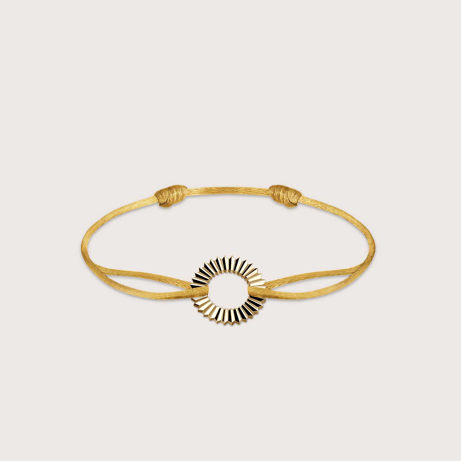 Entaille Rayons Yellow Gold Champagne Cord Bracelet