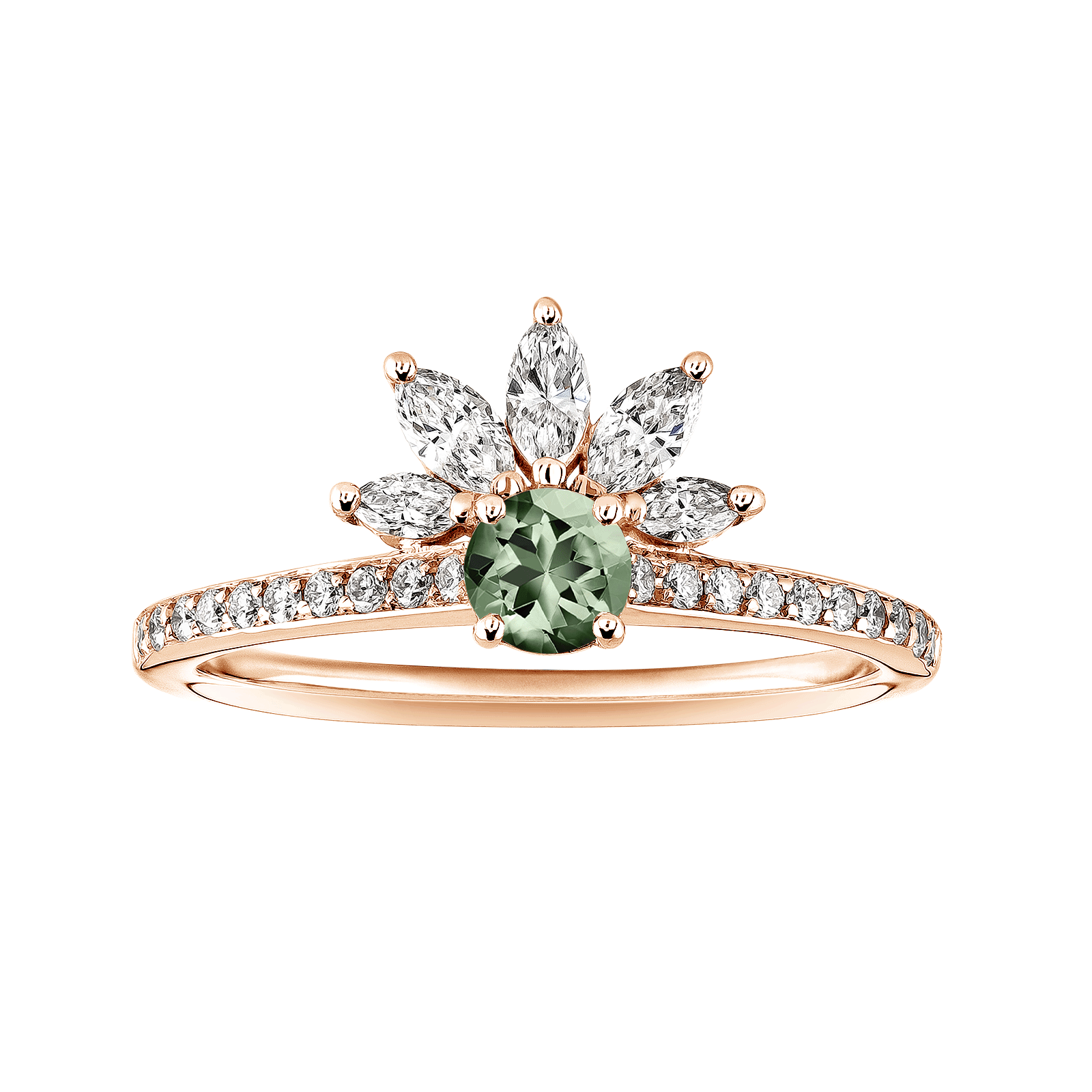 EverBloom Pavée 4 mm Rose Gold Green Sapphire Ring