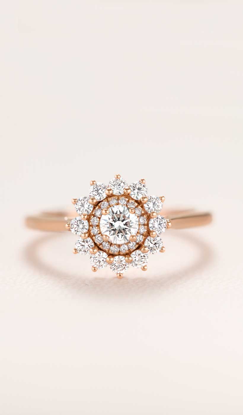 Ring Lefkos 4 mm rose gold and diamond