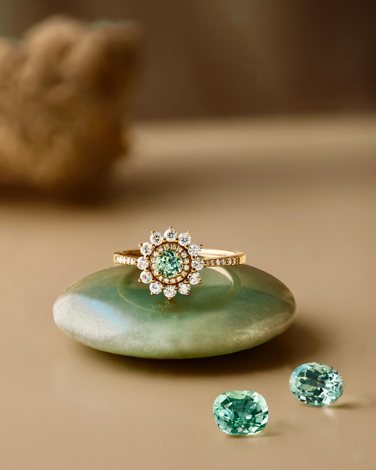 Ring Lefkos 4 mm Pavée Mint Turmalin Roségold