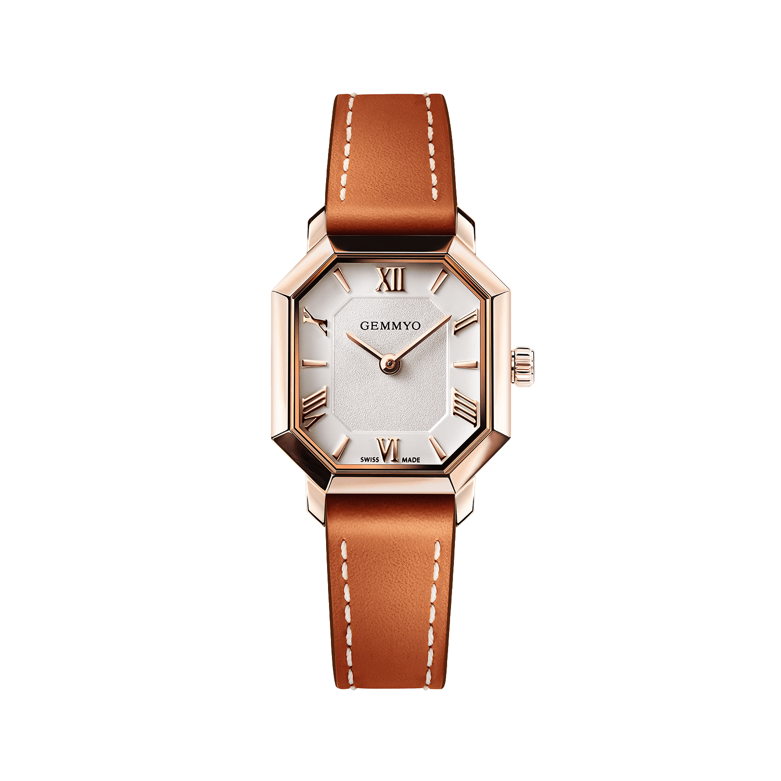 Montre Prima acier rosé simple tour cuir naturel