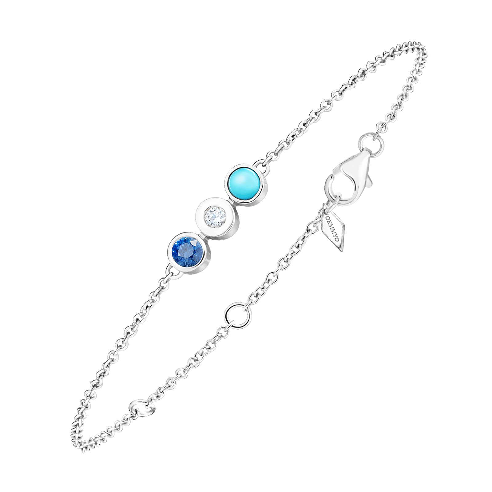 Bracelet Or Blanc 18 cts Gemmyorama Trio Bleu