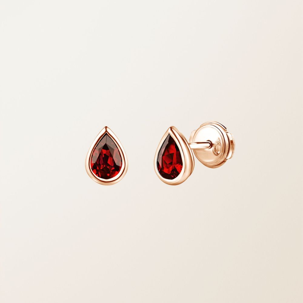 Boucles d'oreilles Or rose Grenat Gemmyorama 2