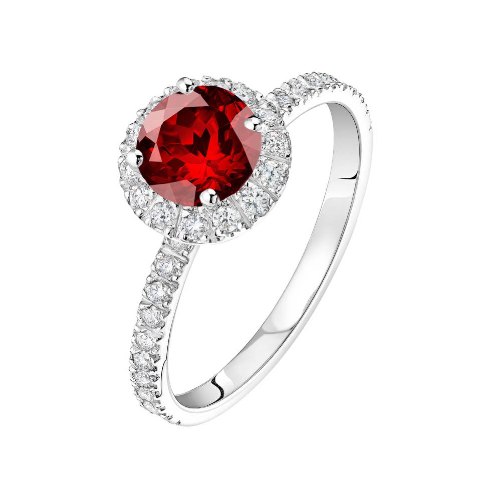 Ring Platinum Garnet and diamonds Rétromantique L Pavée 2