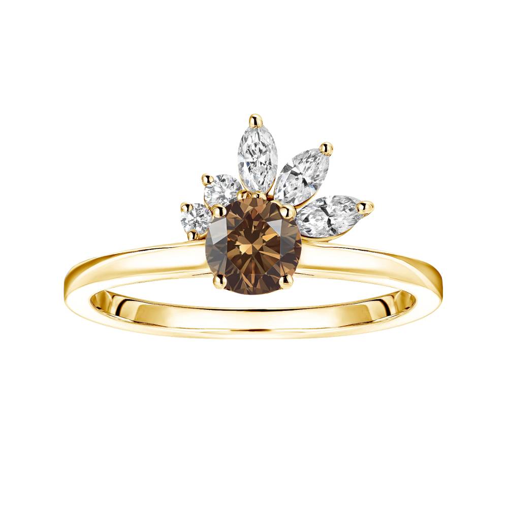 Ring Yellow gold Chocolate Diamond and diamonds Little EverBloom 2