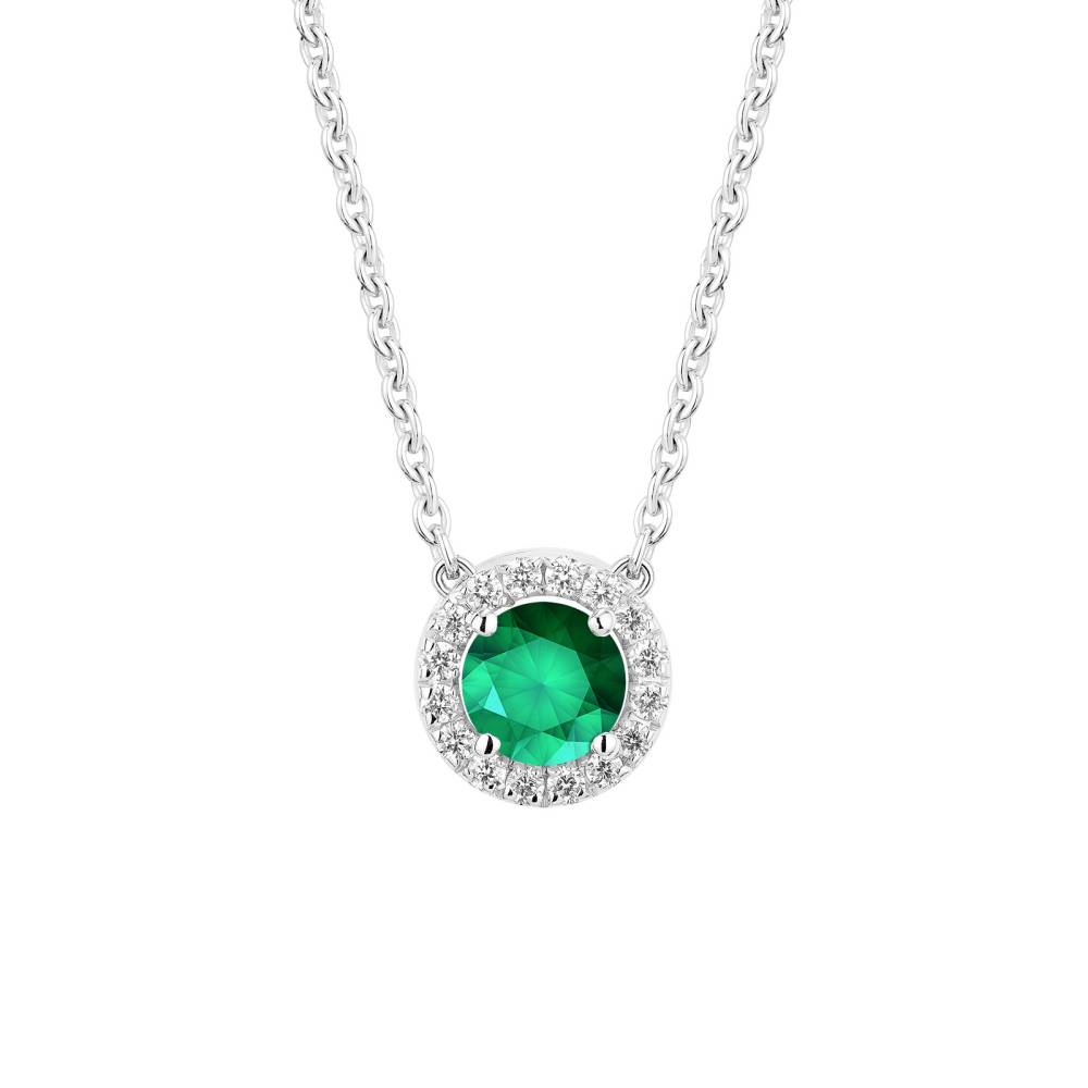 Pendant White gold Emerald and diamonds Rétromantique S 2