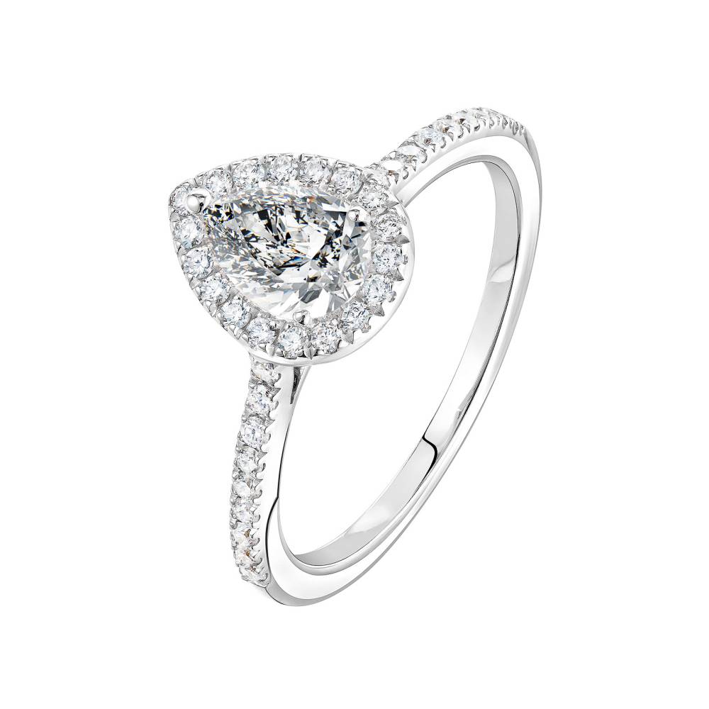 Ring Platinum Diamond Rétromantique Poire Pavée 2