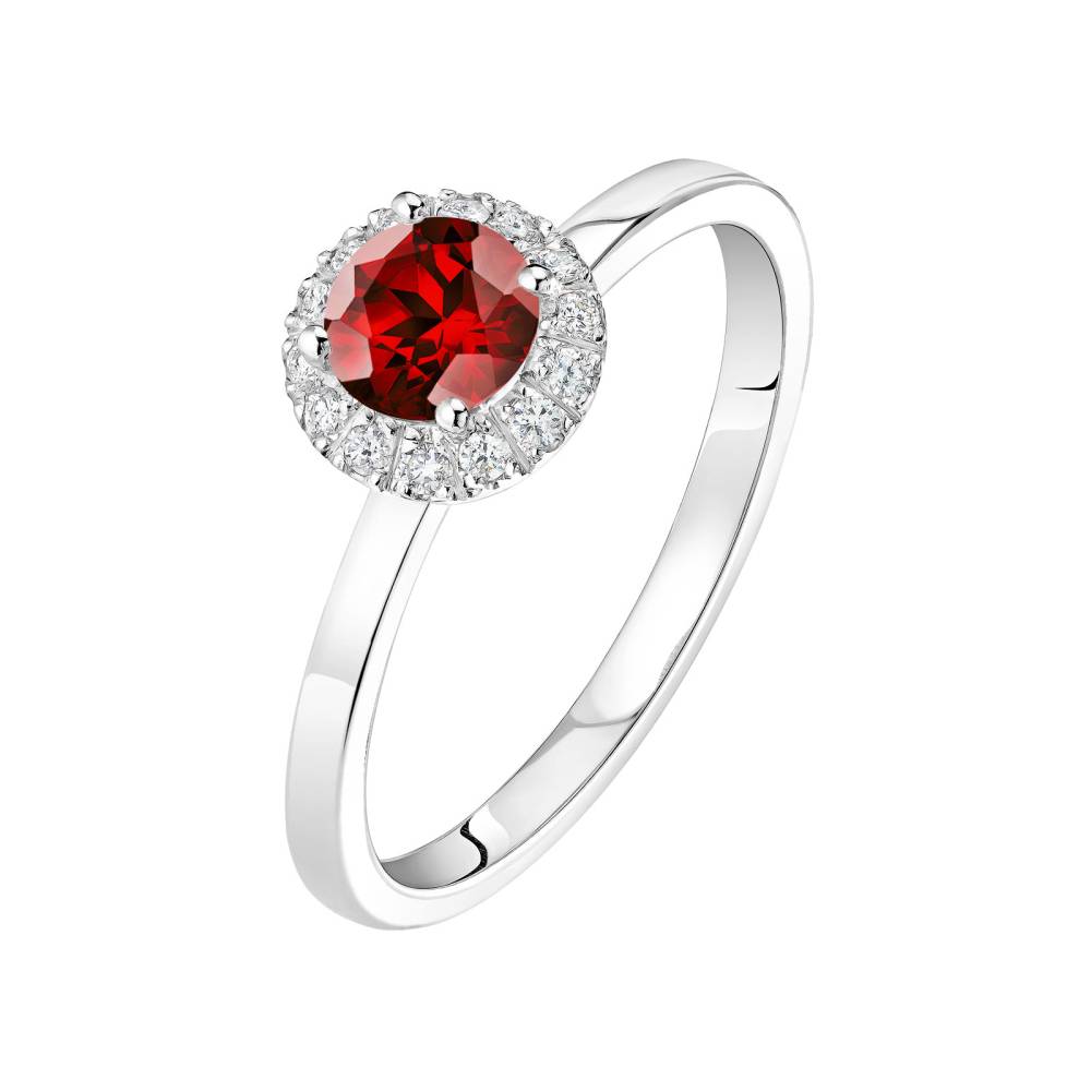 Ring Platinum Garnet and diamonds Rétromantique M 2