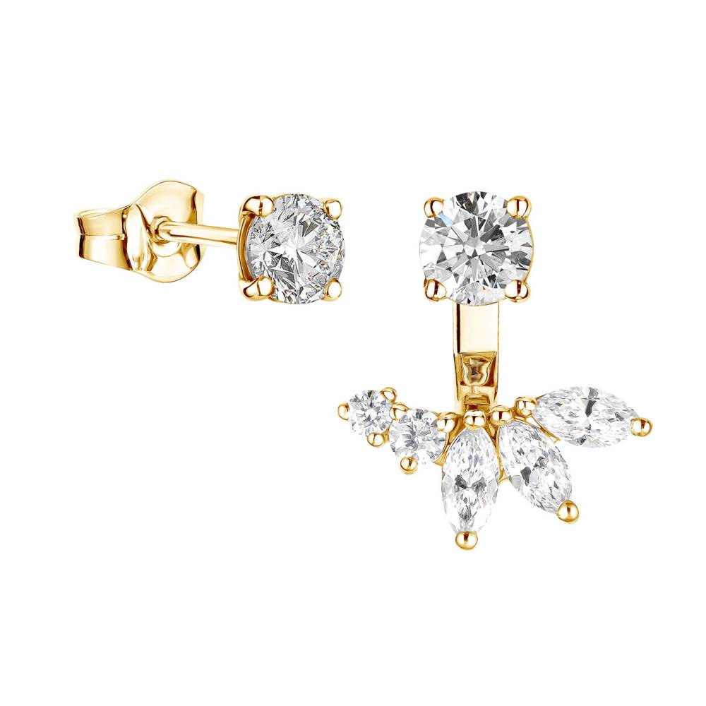 Boucles d'oreilles Or jaune Diamant EverBloom Asymétriques 2