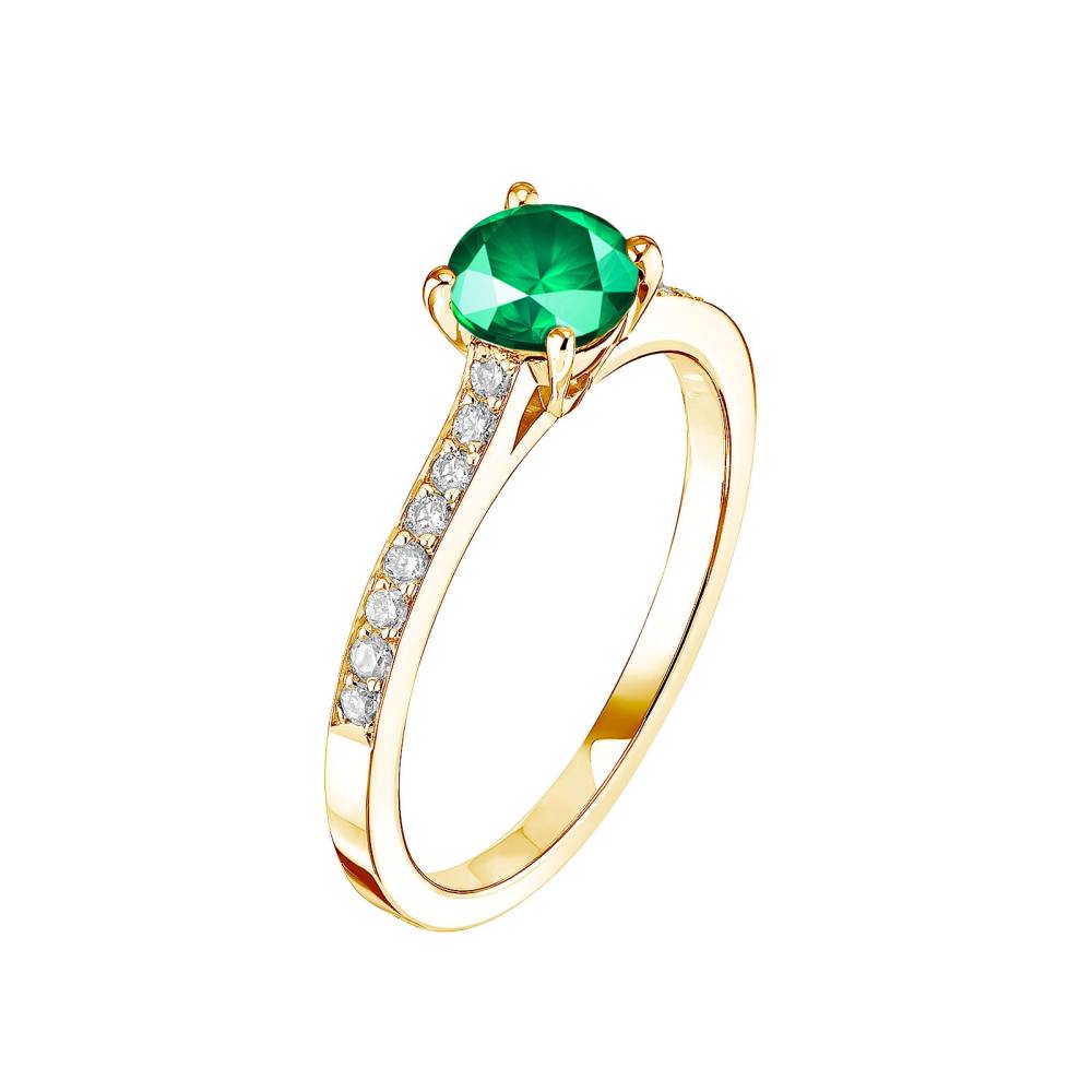 Bague Or jaune Emeraude et diamants Lady Pavée 2