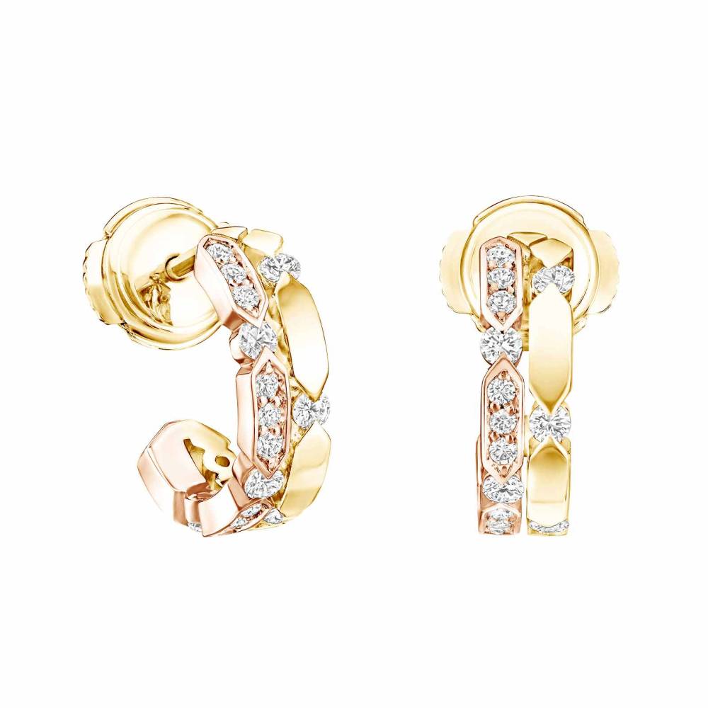 Boucles d'oreilles Or jaune et rose Diamant MET 2