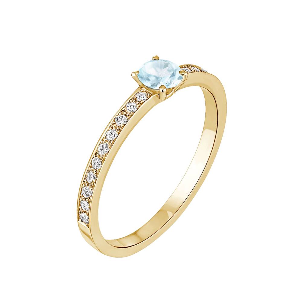 Ring Gelbgold Aquamarin und diamanten Milady 2