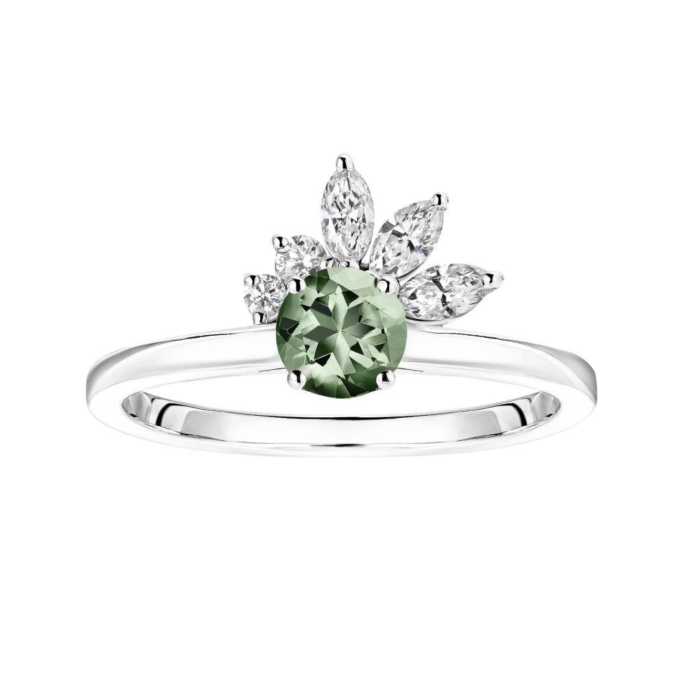 Ring White gold Green Sapphire and diamonds Little EverBloom 2