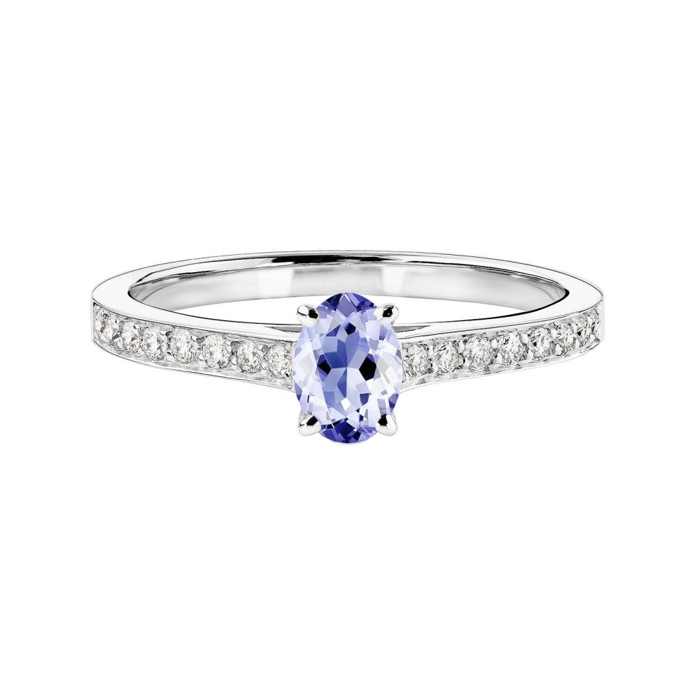 Ring Platinum Tanzanite and diamonds Lady Ovale Pavée 2