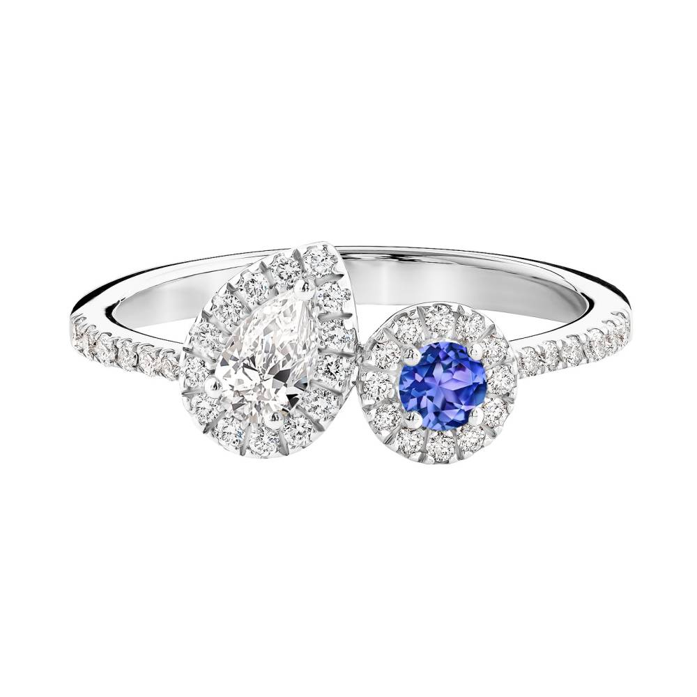 Bague Or blanc Tanzanite et diamants AlterEgo Poire 2