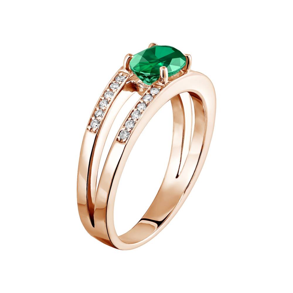 Ring Rose gold Emerald and diamonds Cassandra 3