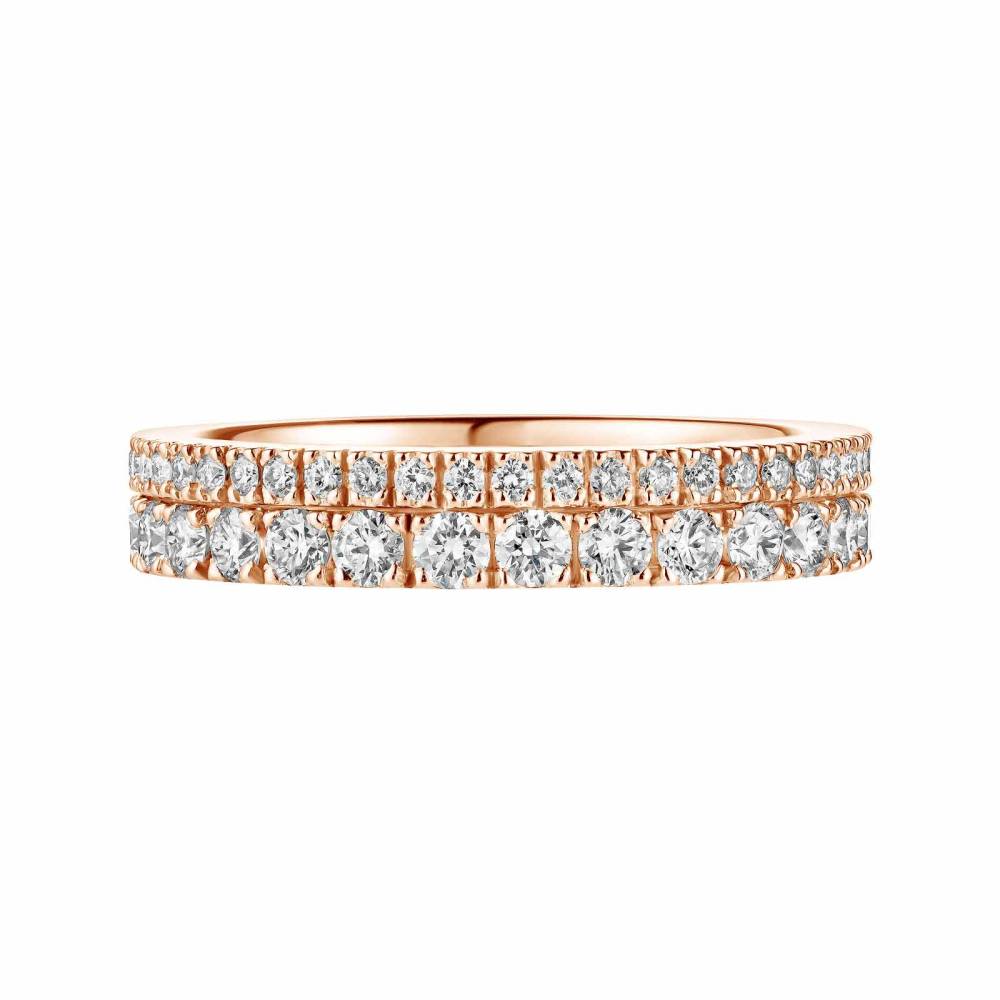 Ehering Roségold Diamant Duo Pavée 2