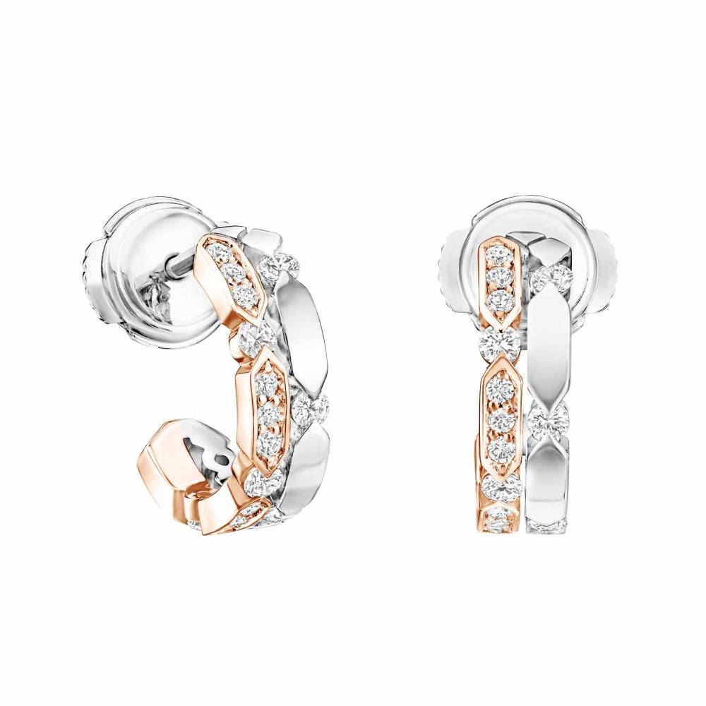 Boucles d'oreilles Or blanc et rose Diamant MET 2