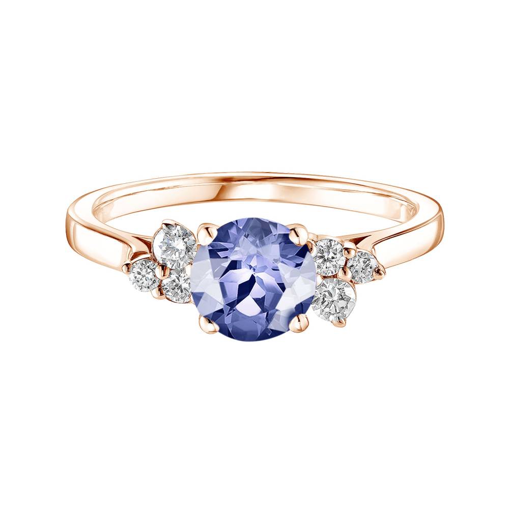 Ring Roségold Tansanit und diamanten Baby EverBloom 6 mm 2