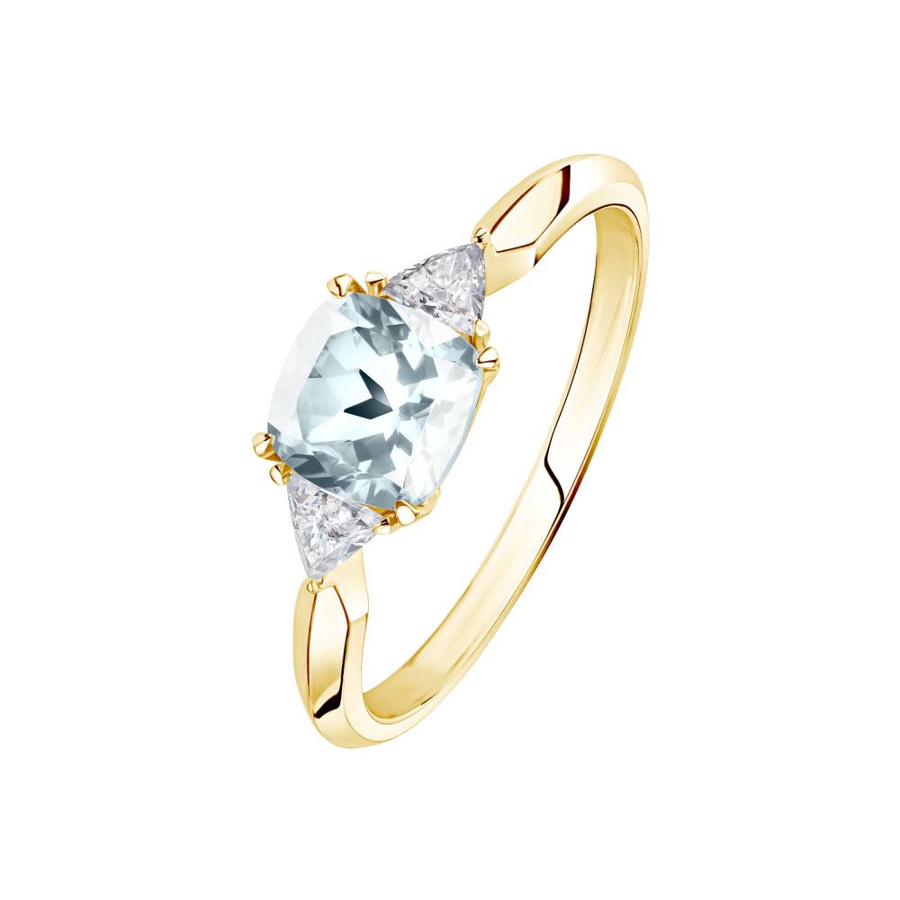 Ring Gelbgold Aquamarin und diamanten Kennedy 2