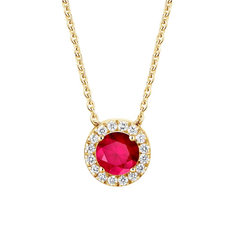 Pendentif Or jaune Rubis et diamants Rétromantique M 2