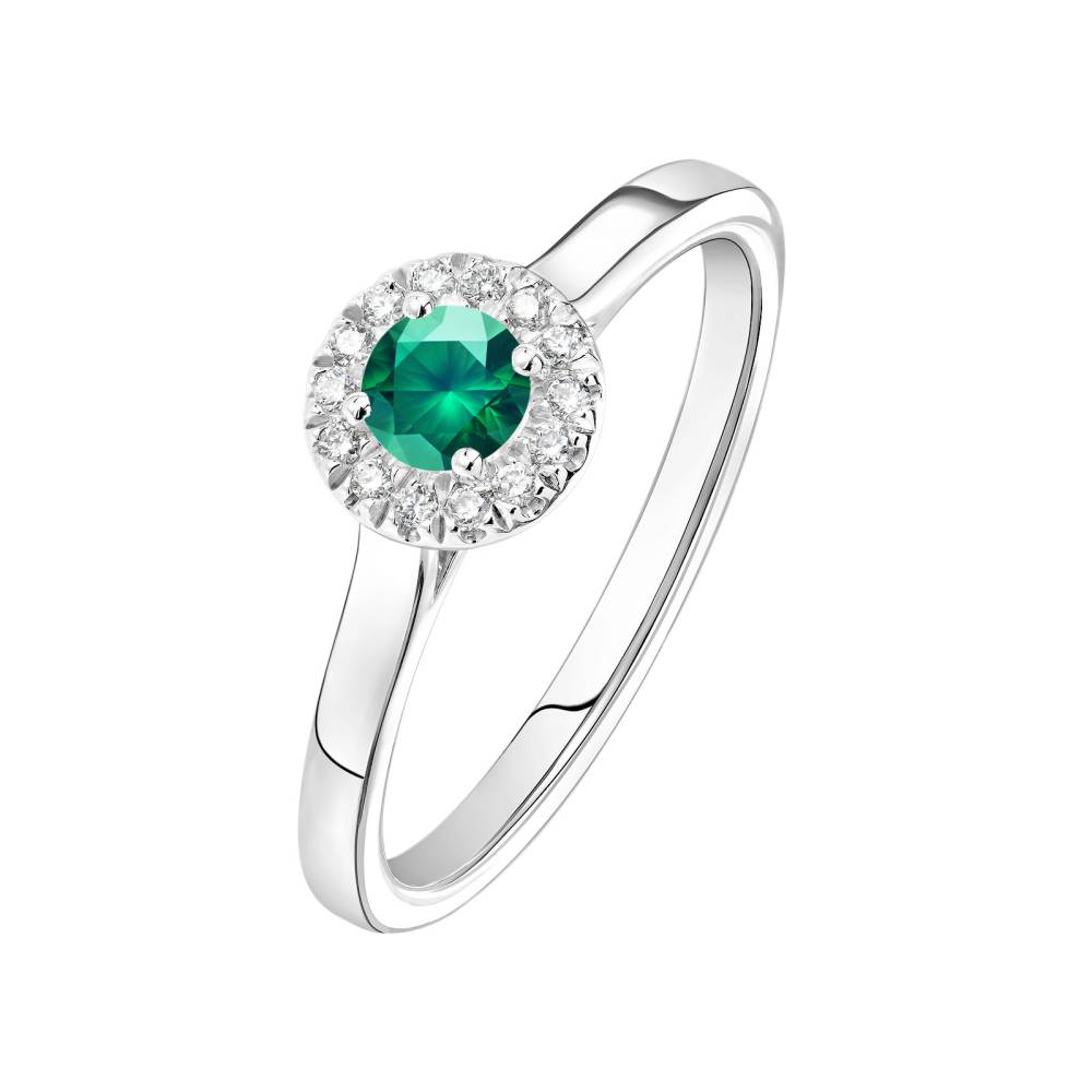 Bague Or blanc Emeraude et diamants Rétromantique S 2