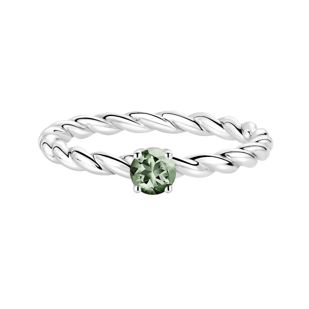 Ring Platinum Green Sapphire and diamonds Capucine 4 mm 2