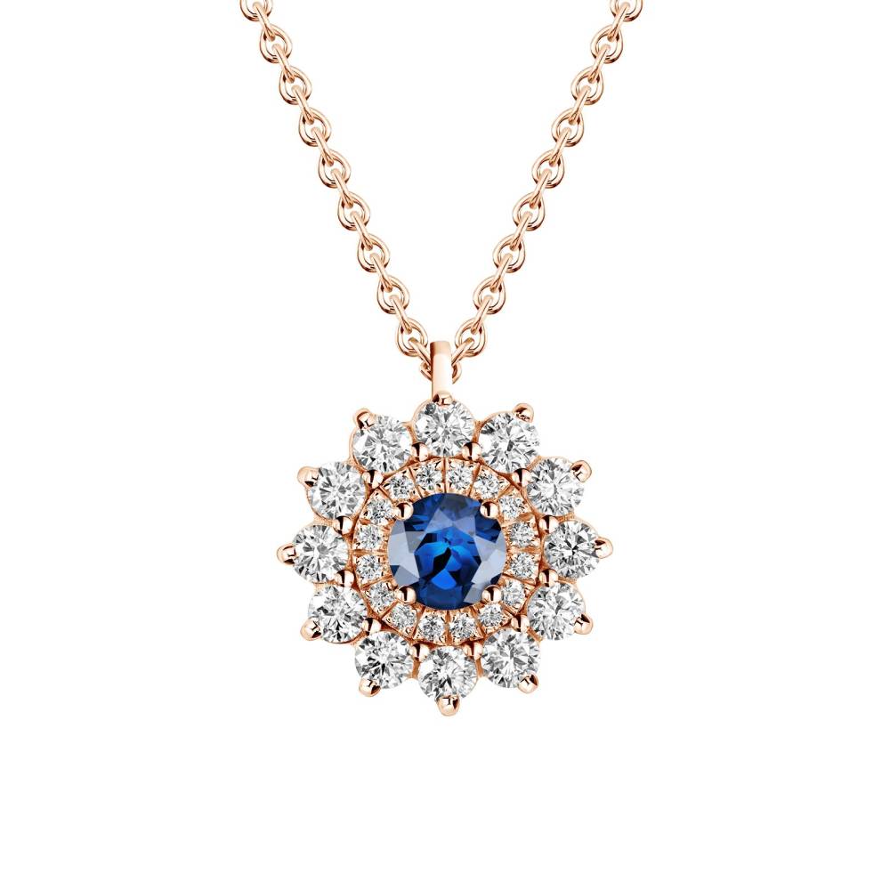 Pendant Rose gold Sapphire and diamonds Lefkos 2