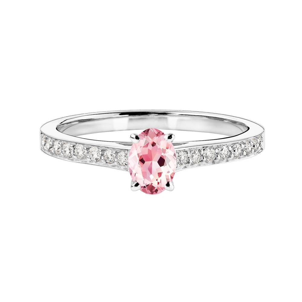 Bague Or blanc Tourmaline et diamants Lady Ovale Pavée 2