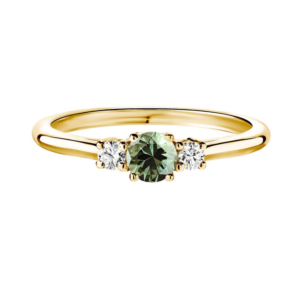 Ring Yellow gold Green Sapphire and diamonds Baby Lady Duo 2