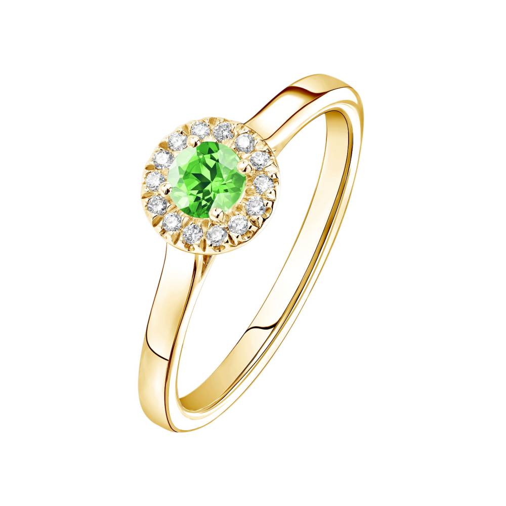 Bague Or jaune Tsavorite et diamants Rétromantique S 2