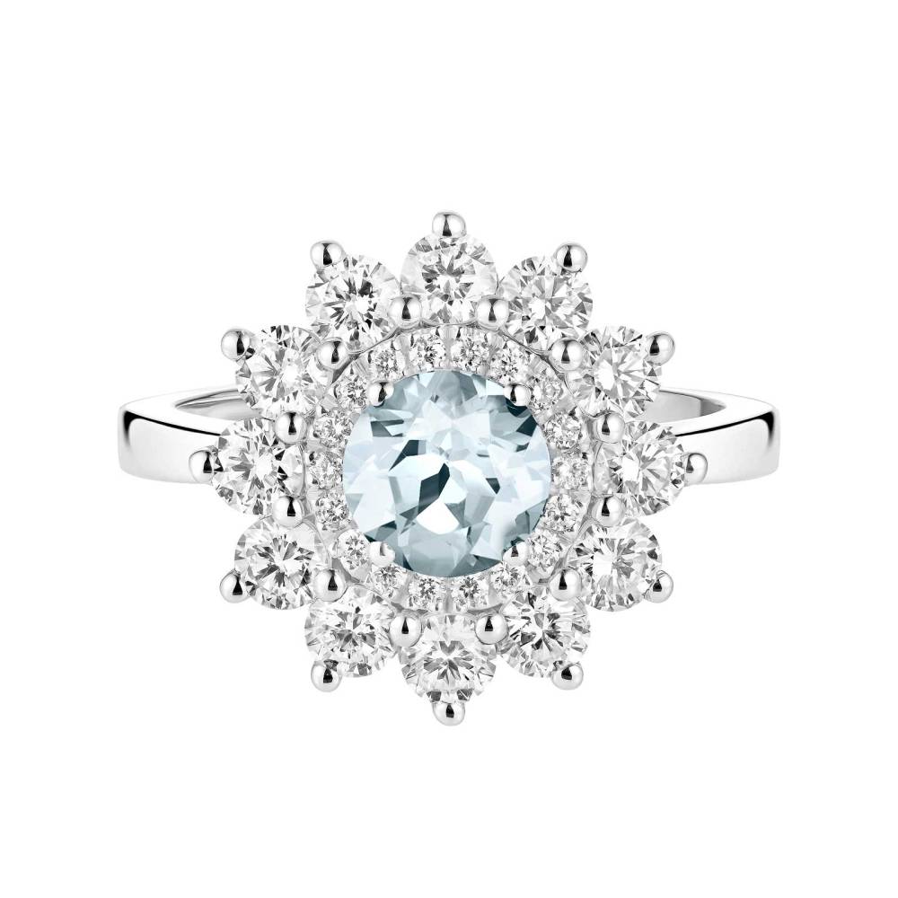 Ring White gold Aquamarine and diamonds Lefkos 6 mm 2