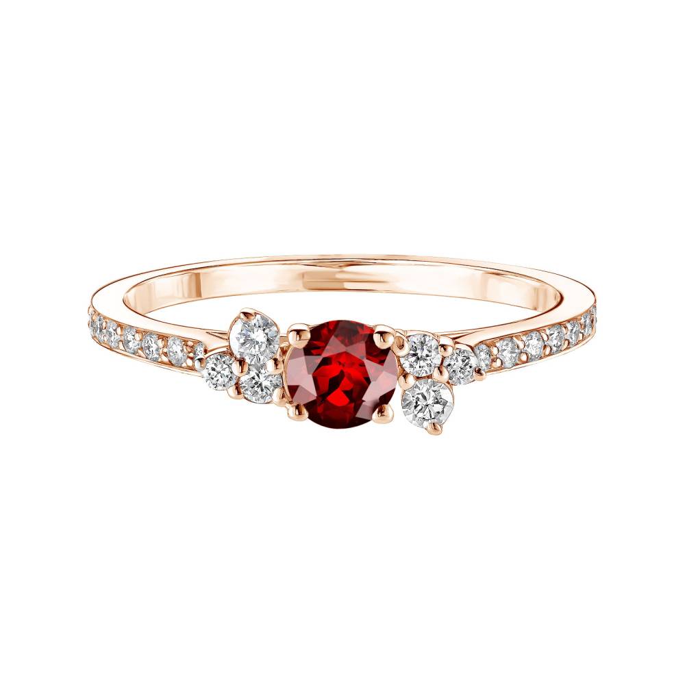 Bague Or rose Grenat et diamants Baby EverBloom Pavée 2