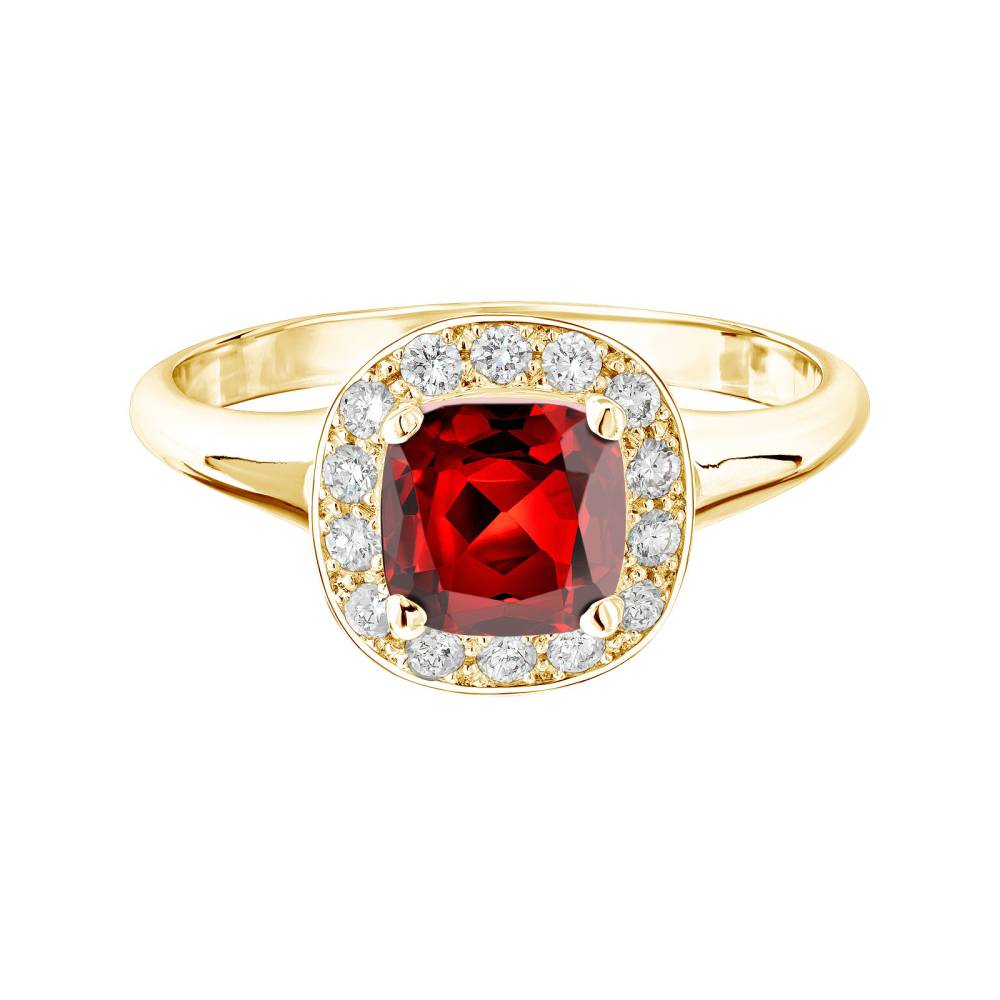 Ring Yellow gold Garnet and diamonds Mada 2