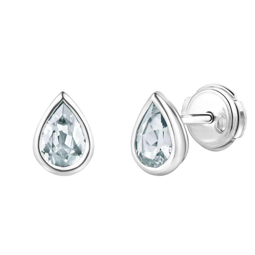 Boucles d'oreilles Or blanc Aigue-marine Gemmyorama 2