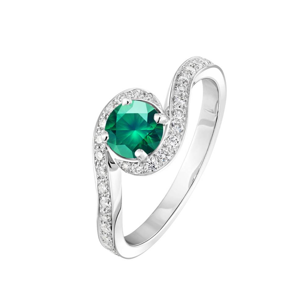 Ring Platinum Emerald and diamonds Amelia 2