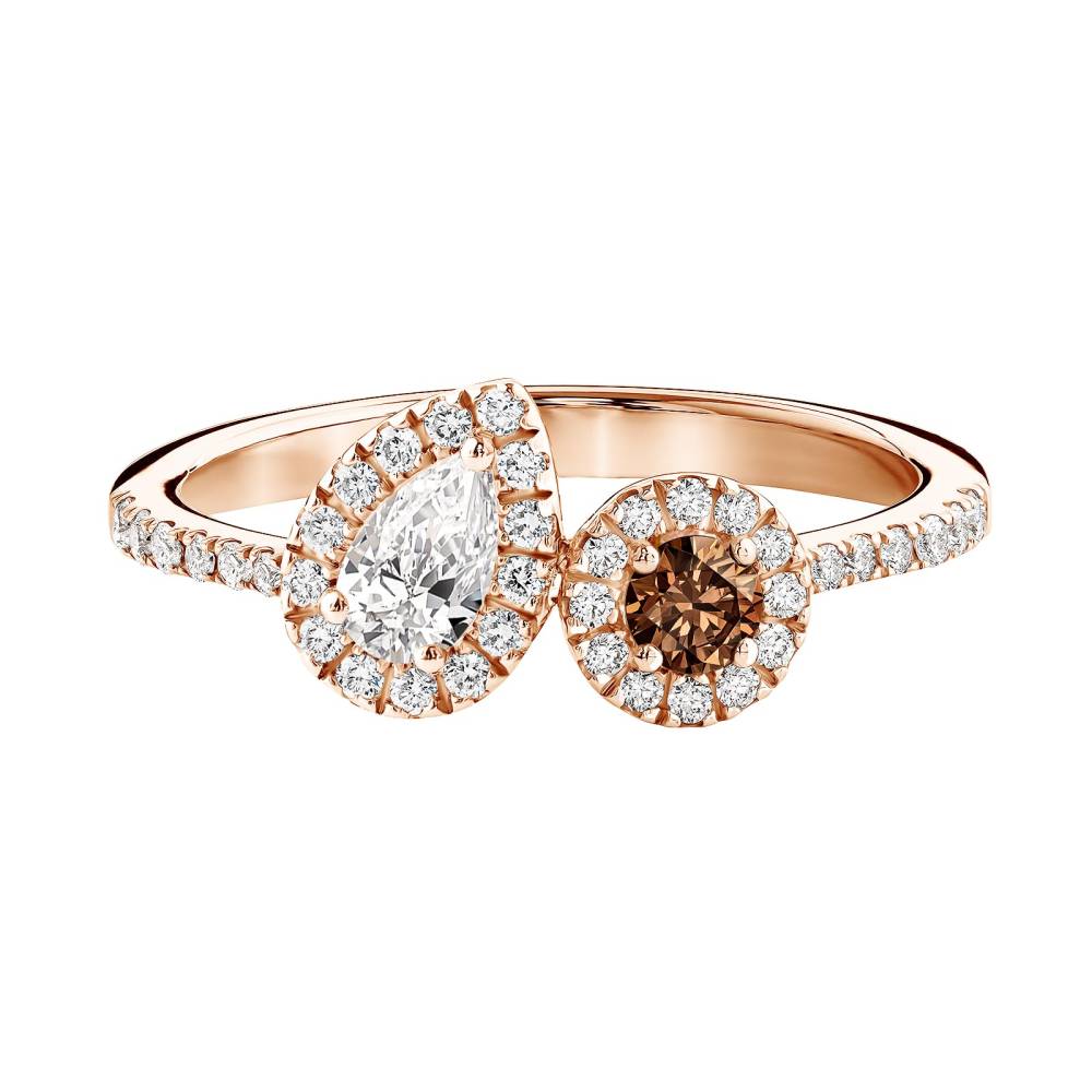 Ring Rose gold Chocolate Diamond and diamonds AlterEgo Poire 2