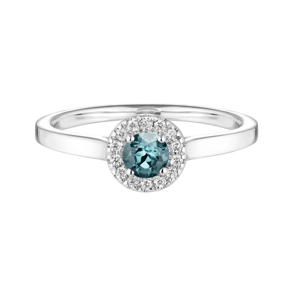 Ring Platin Saphir Blau Grau und diamanten Rétromantique S 2