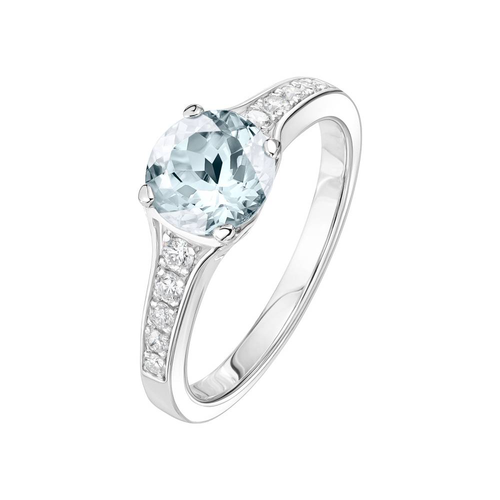 Bague Or blanc Aigue-marine et diamants Victoria 2