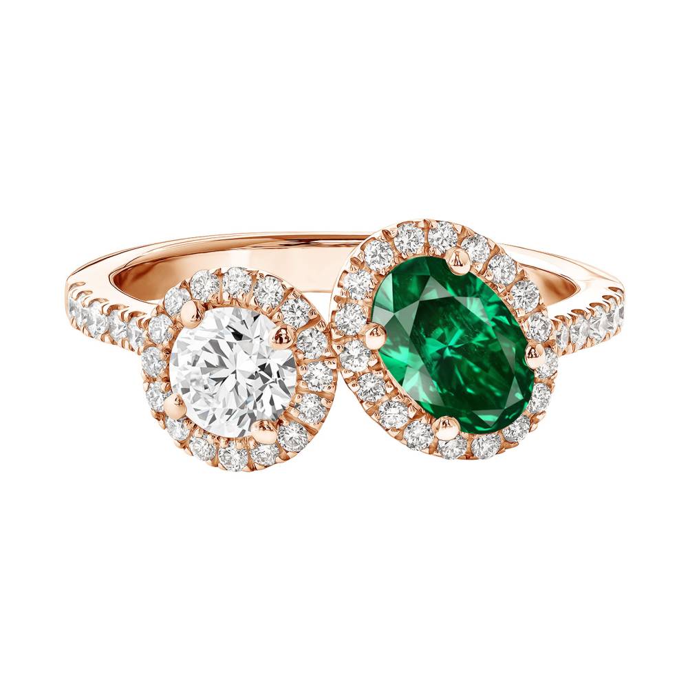 Ring Rose gold Emerald and diamonds AlterEgo Ovale L 2