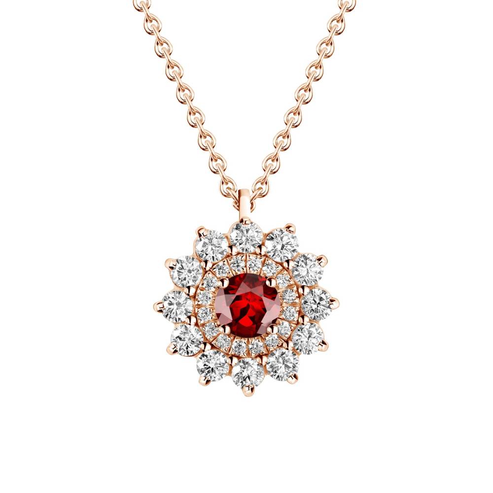 Pendentif Or rose Grenat et diamants Lefkos 2