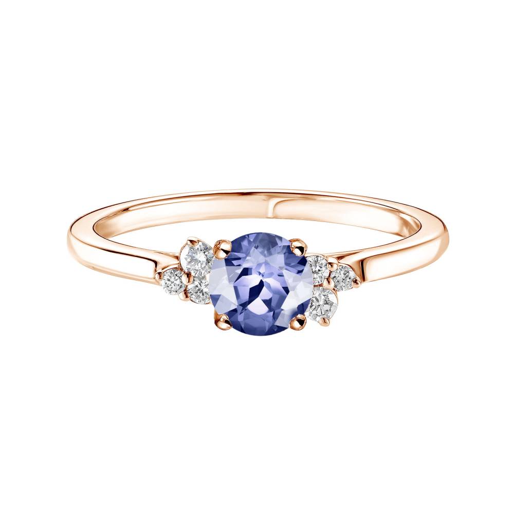 Ring Roségold Tansanit und diamanten Baby EverBloom 5 mm 2