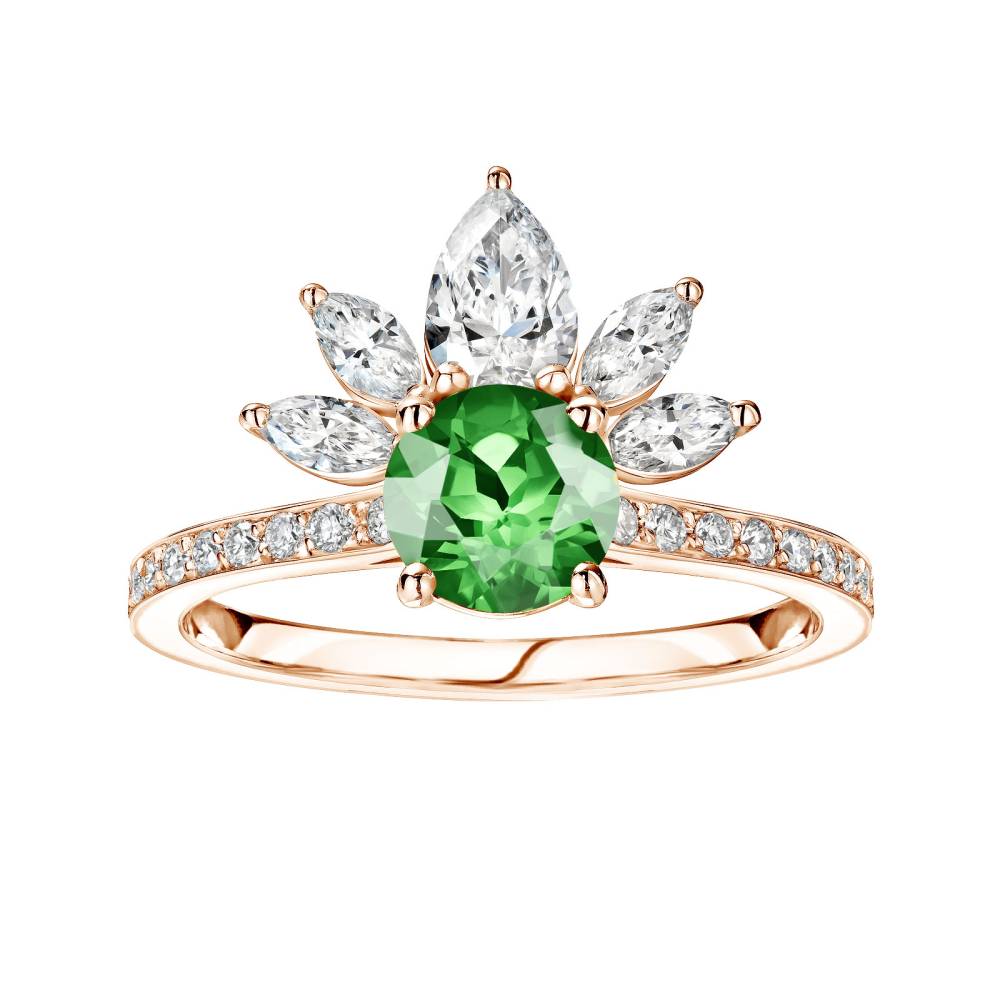 Ring Rose gold Tsavorite and diamonds EverBloom Pavée 2