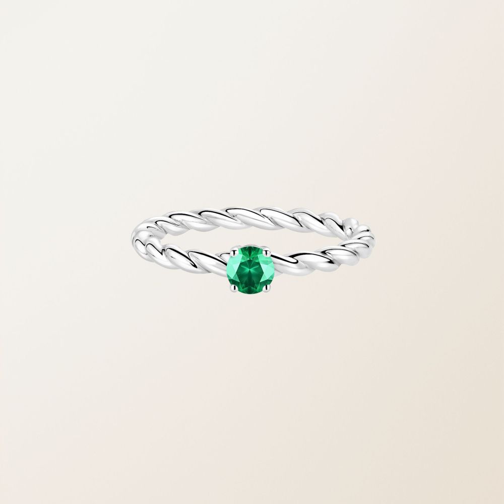 Ring Platin Smaragd und diamanten Capucine 4 mm 2