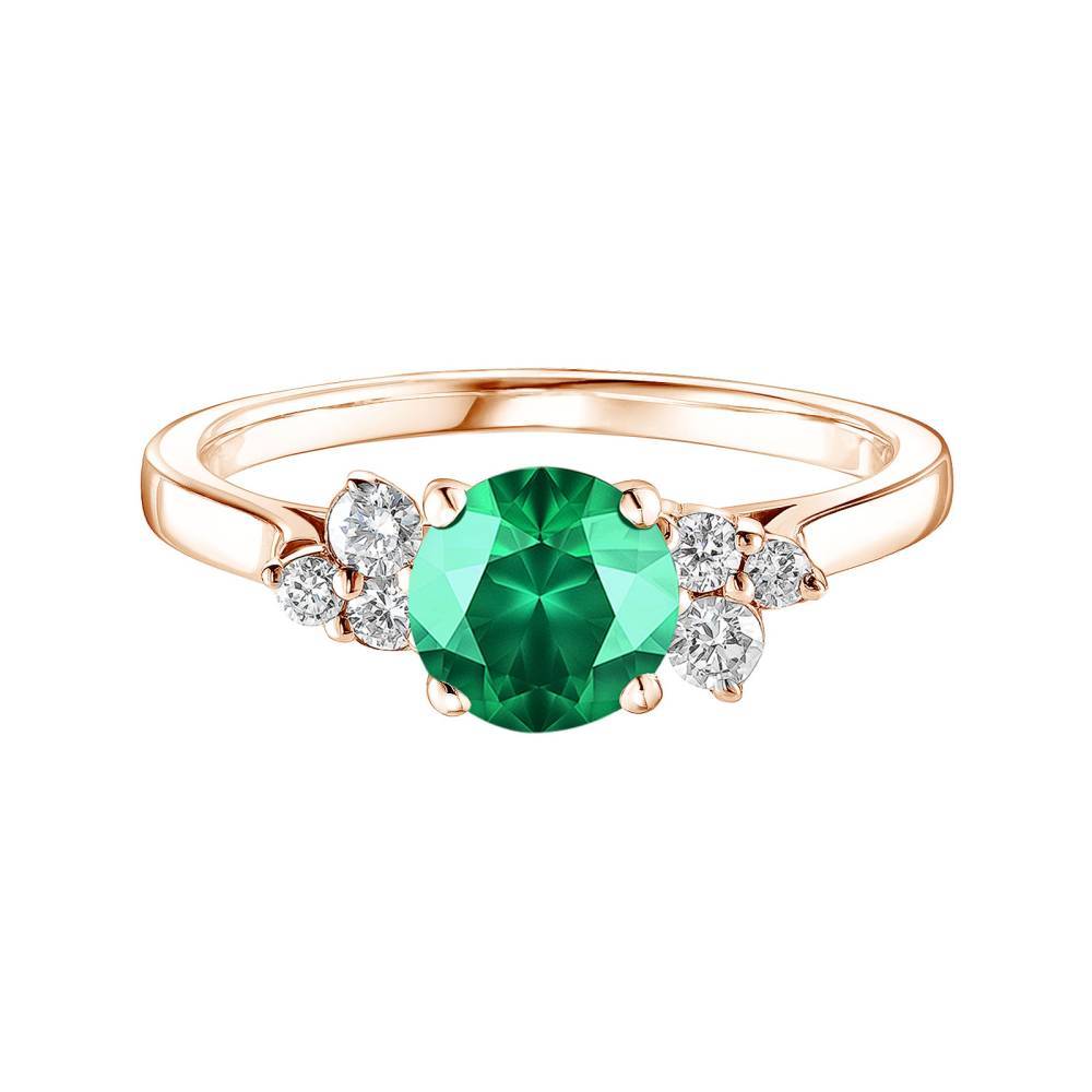 Ring Rose gold Emerald and diamonds Baby EverBloom 6 mm 2